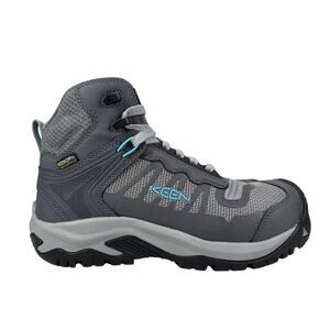 Keen Reno Mid Work Boot Womens 8 Wide Carbon Toe Waterproof Grey Leather